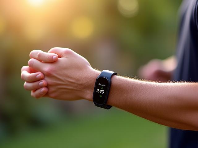 Fascia WHOOP 4.0 indossata al polso durante un'attività sportiva leggera.